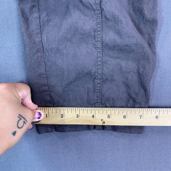 Eileen Fisher Pant Women 8 Gray Linen Cargo Taper Ankle Drawstring Stretch 32x24 - Picture 12 of 15